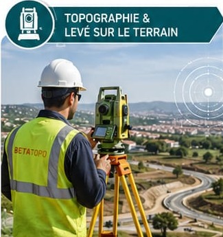 Géomètre réalisant un levé topographique sur le terrain